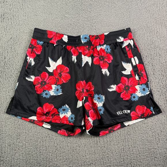 Kill Crew Shorts Mens 2XL Black Floral Mesh Athletic Gym Logo Basketball 4" - Picture 1 of 8